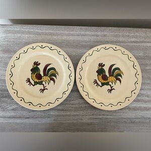 Metlox Poppytrail California Rooster Dinner Plates Set of 2